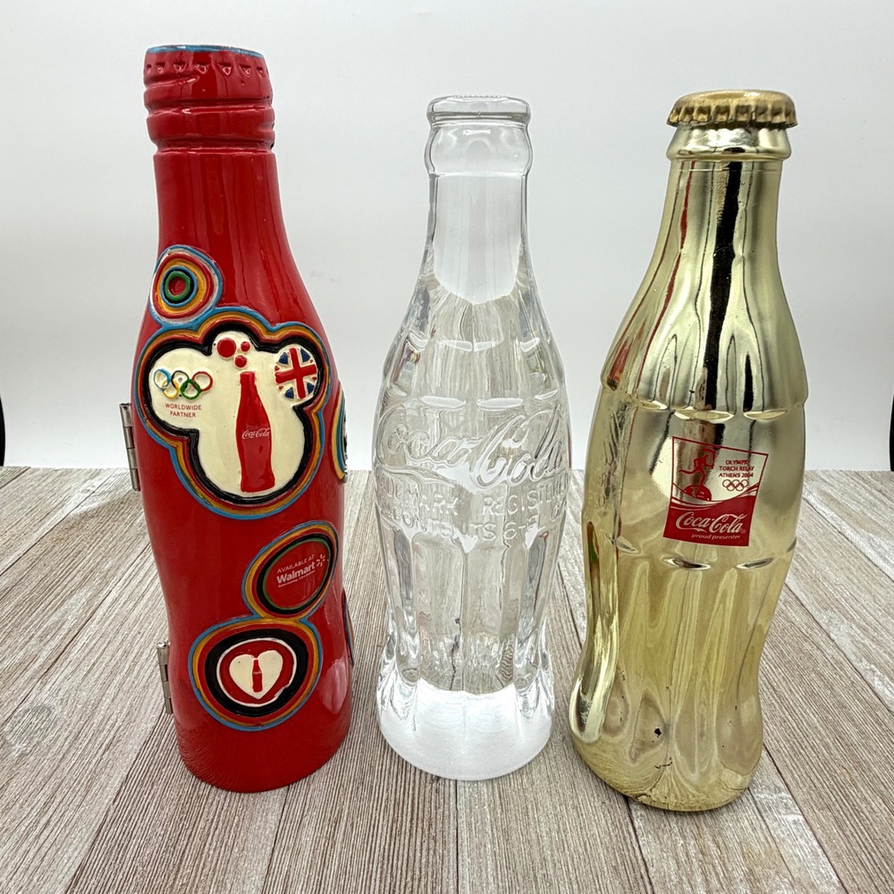 Coca-Cola Olympic Bottle Set 2004 Athens Torch Relay Cinemark 20th Anniv USB Lot
